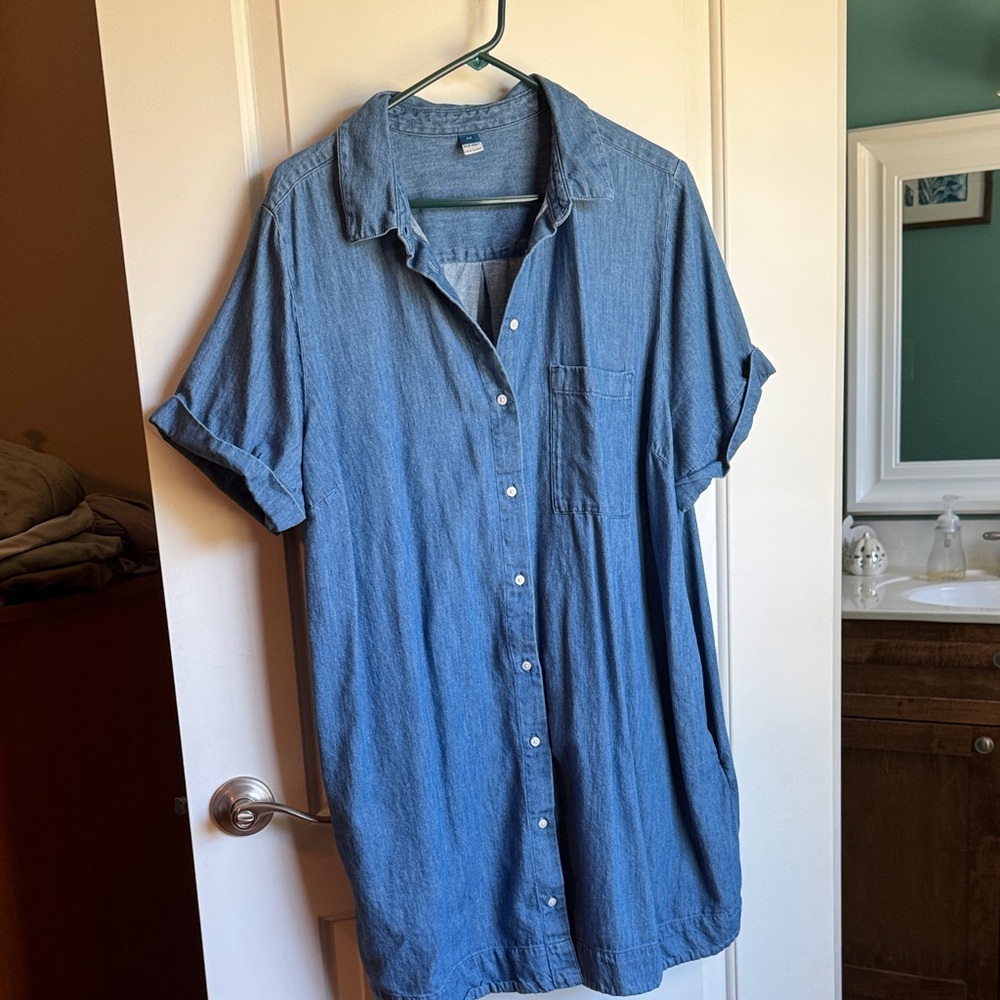Old Navy Women's Blue Button Down Shirt Dress
